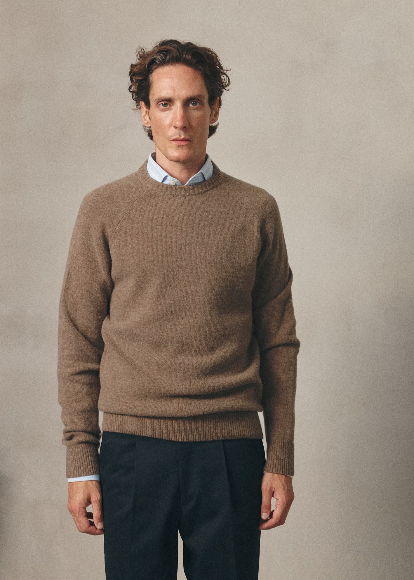 TAUPE WOOL BOXY JUMPER