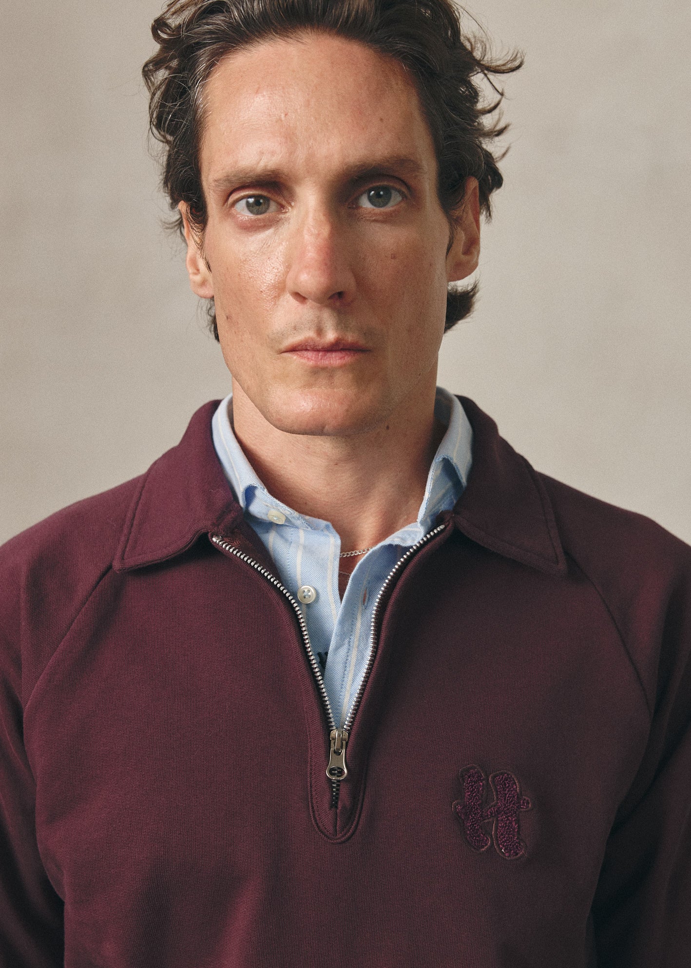 BURGUNDY ZIP POLO SWEATSHIRT 2.0
