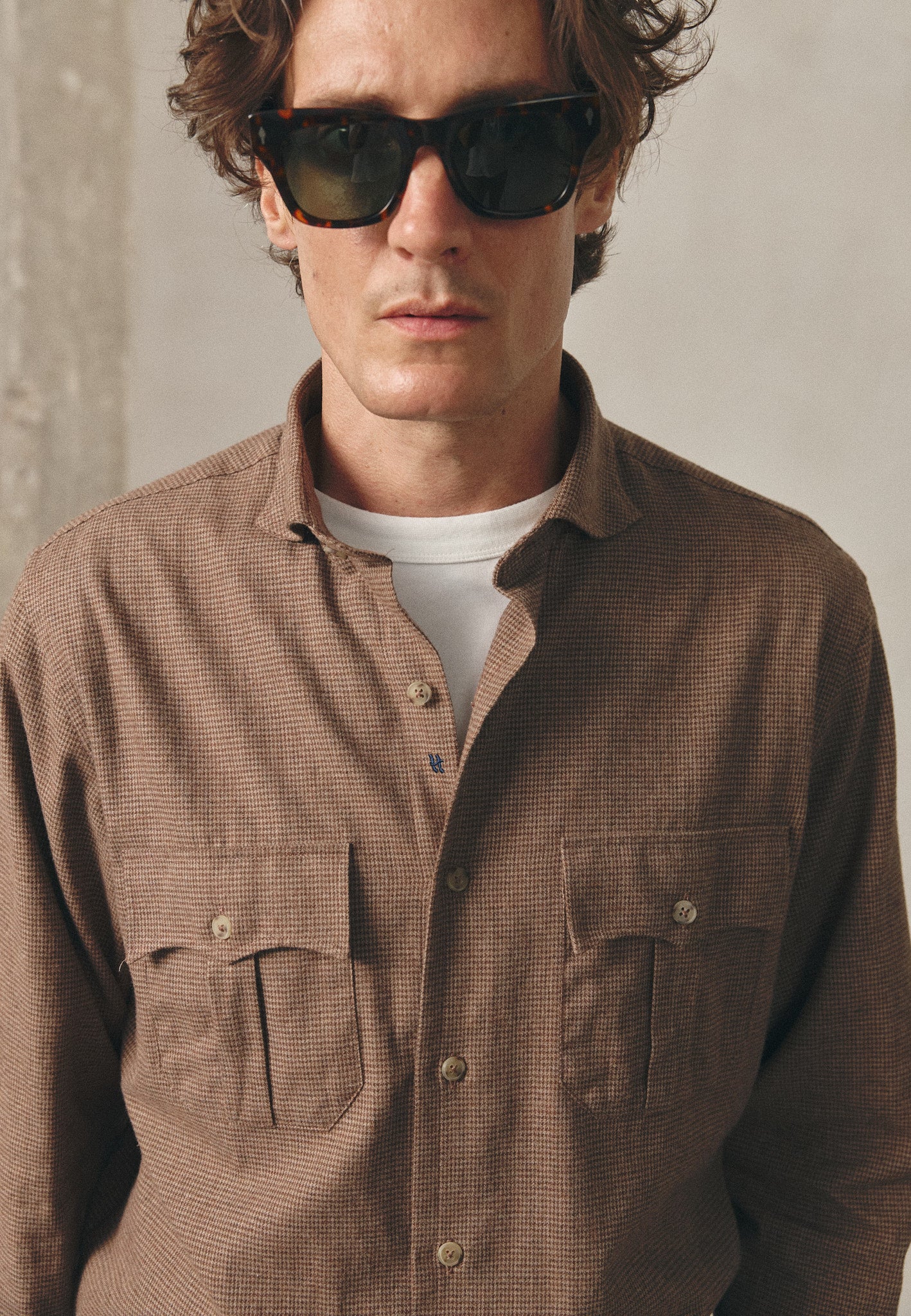 CAMISA PATA DE GALLO CAMEL