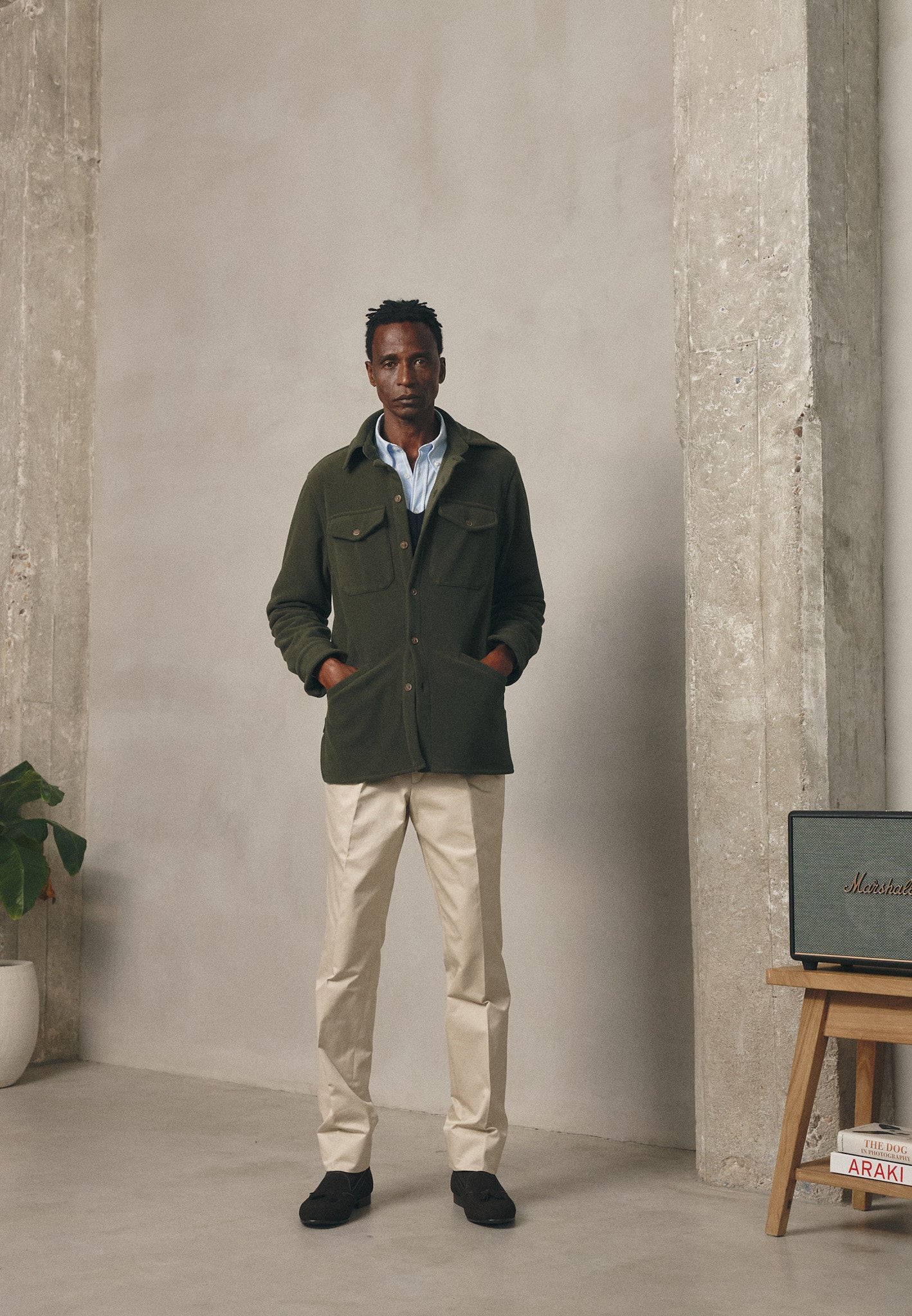 KHAKI FLEECE OVERSHIRT