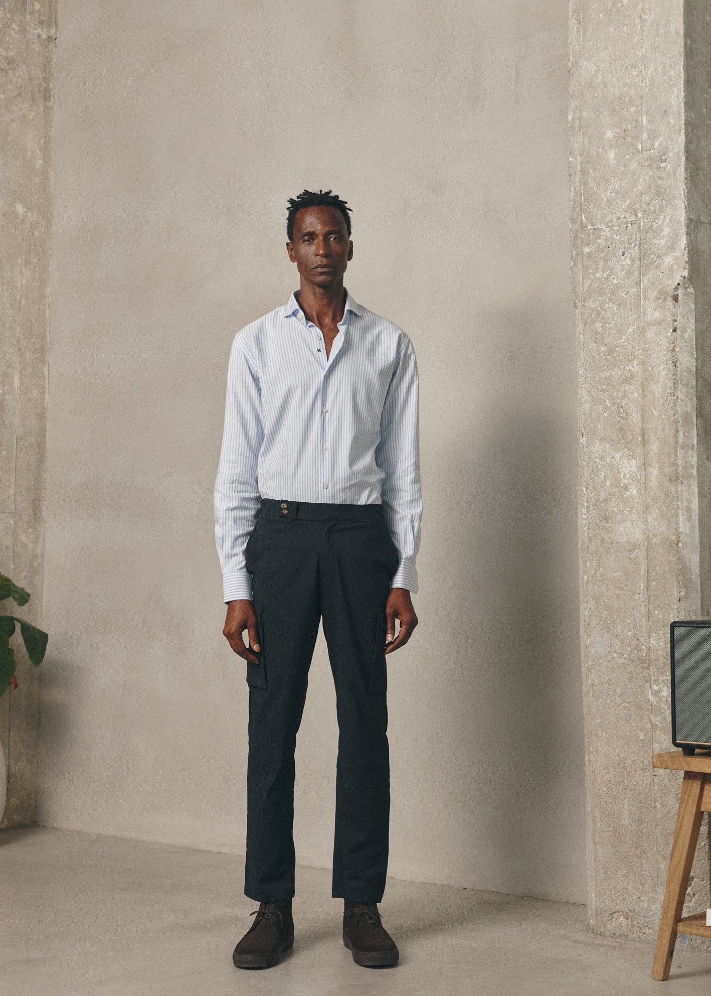 CAMISA OXFORD RAYAS AZUL