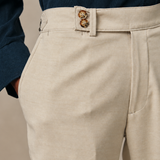 BEIGE NYLON TROUSERS WITH SIDE ADJUSTERS