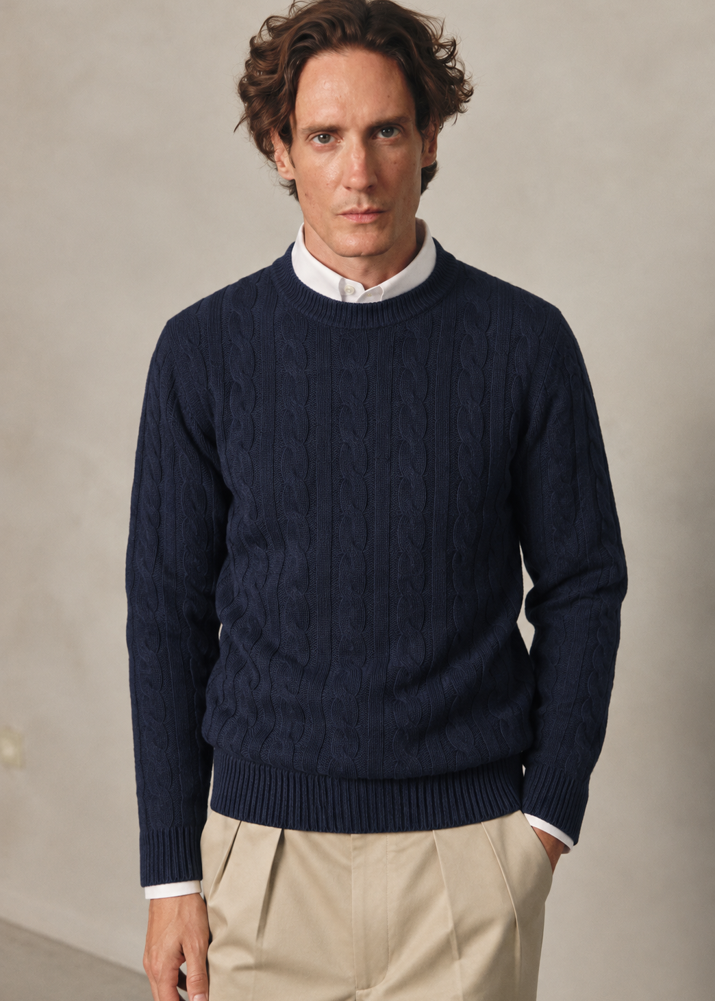 NAVY CABLE KNIT BOXY JUMPER