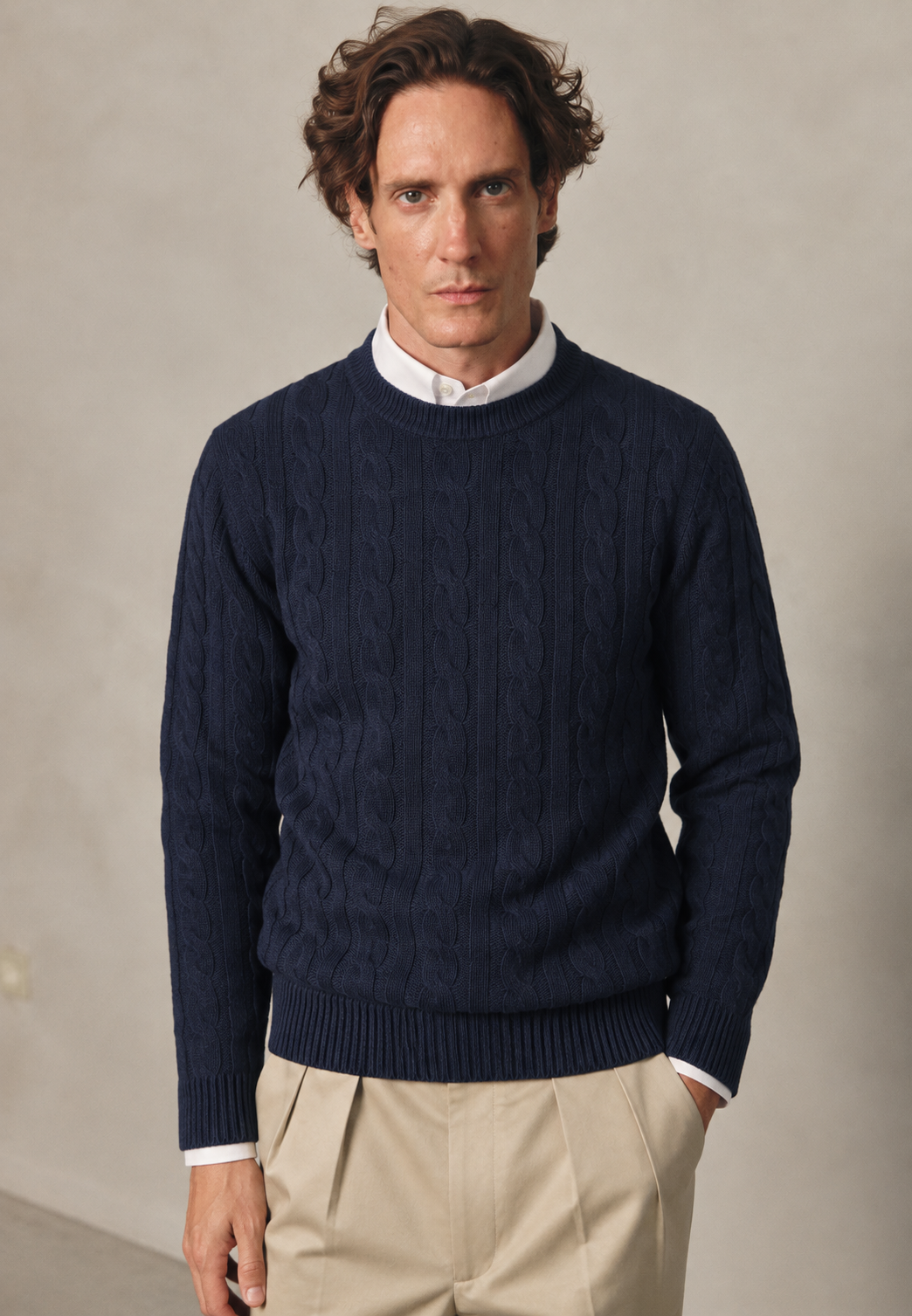 NAVY CABLE KNIT BOXY JUMPER
