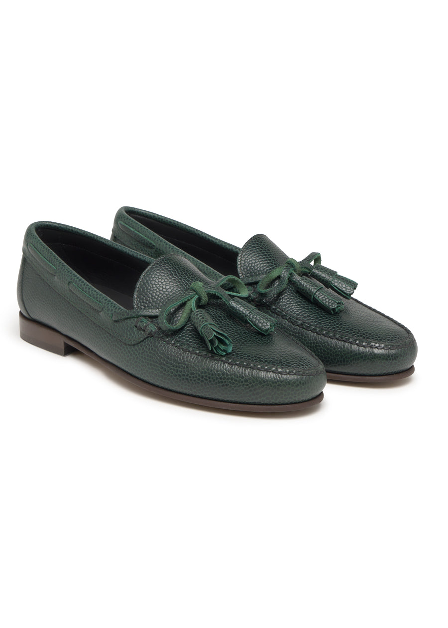 MARBELLA BOTTLE GREEN EMBOSSED LEATHER SHOE