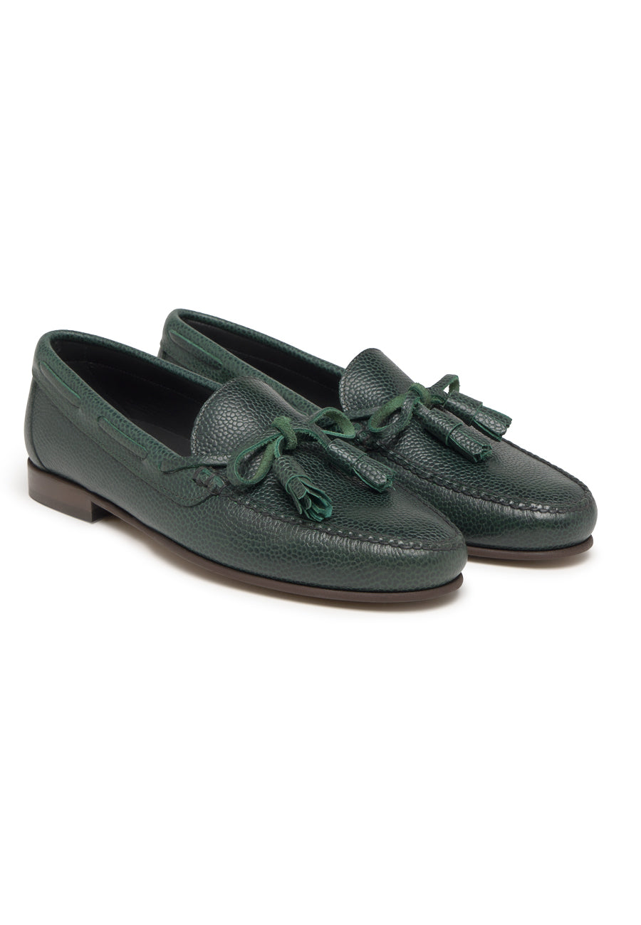 MARBELLA BOTTLE GREEN EMBOSSED LEATHER SHOE