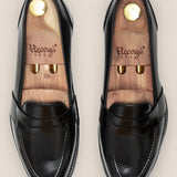 BLACK LEATHER PENNY LOAFER