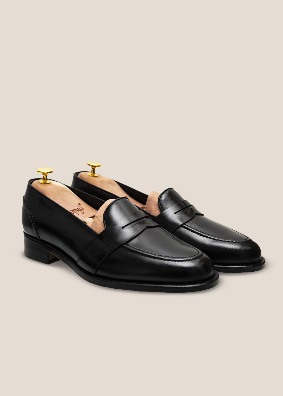 BLACK LEATHER PENNY LOAFER