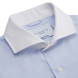 CAMISA AZCA CELESTE CUELLO BLANCO