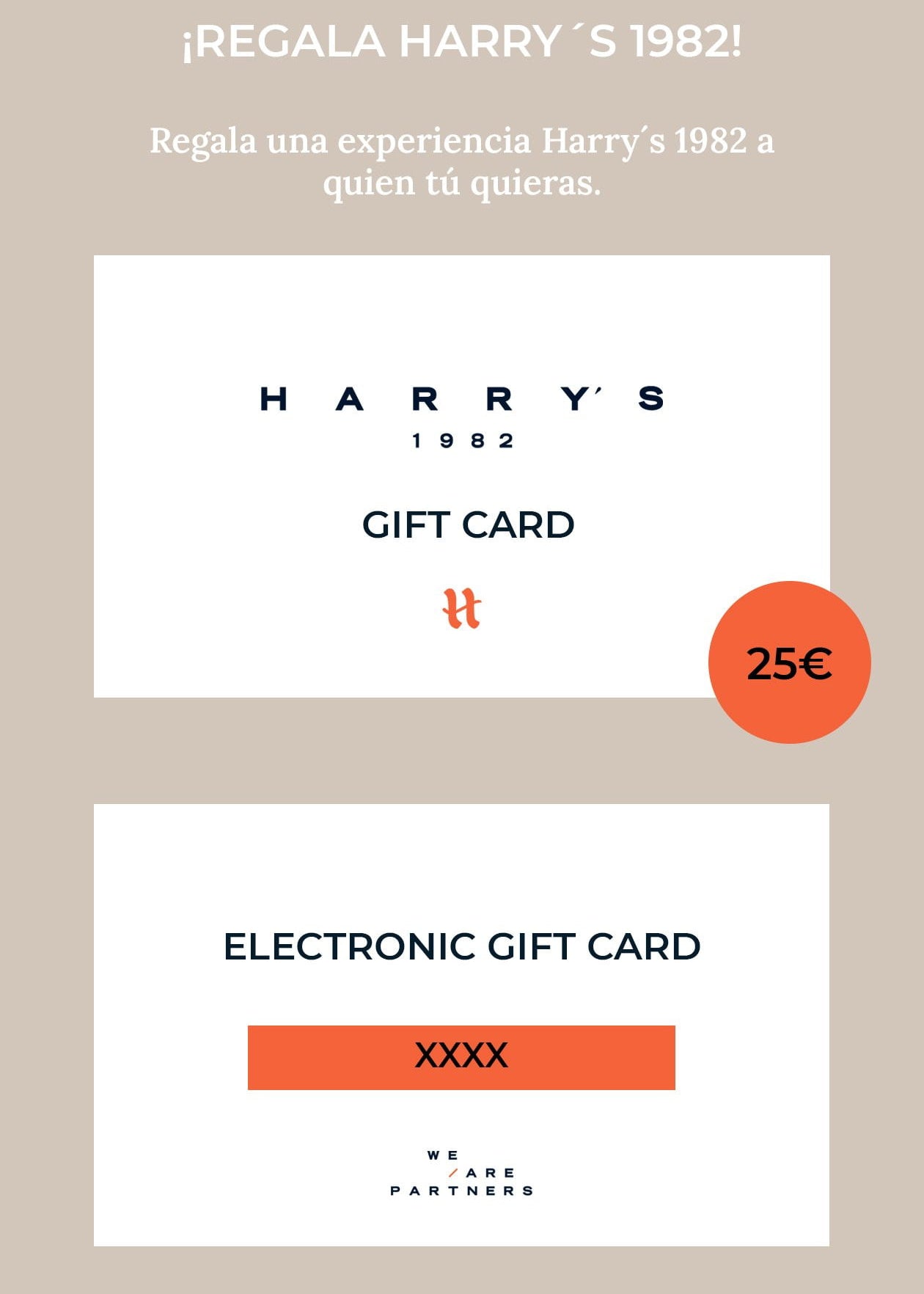 {{ tipo de producto }} TARJETA REGALO - Harrys 1982